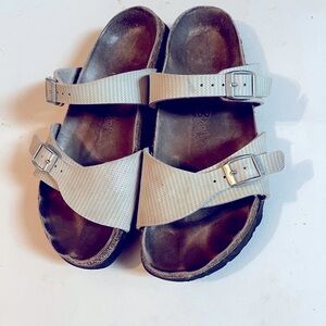 Birkenstock Birkis Sydney Womens Blue White Striped Birko Flor Sandal EU 38 US 7